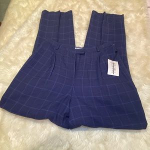 Navy Plaid Wool Pants | Women | Size 14 | Brand New With Tag